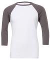 CA3200 Canvas Unisex 3/4 sleeve baseball Tee White / Asphalt colour image
